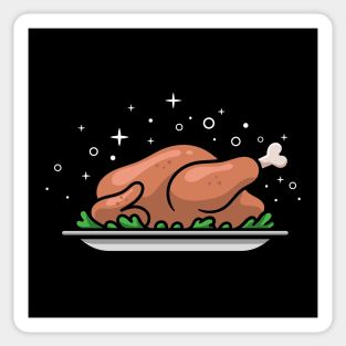 roast chicken dish cartoon Sticker